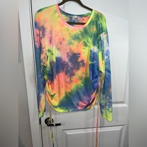 Orange Kiss Boutique Brand  Plus Size Neon Tie Dye Side Scrunch Ties Size 3XL